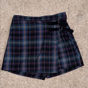 SO Plaid Mini Skort with Buckle Detail